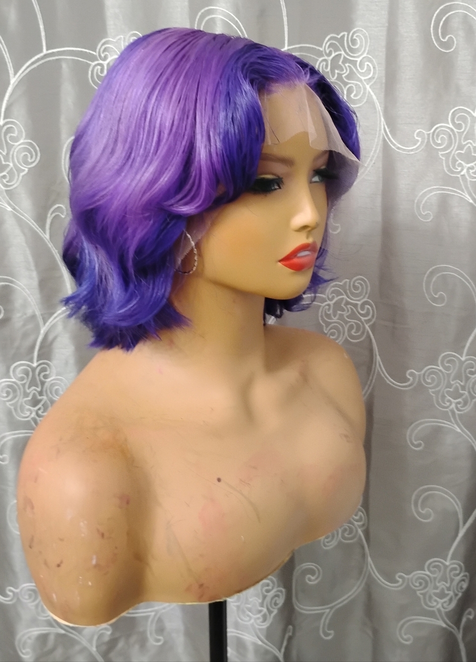 Purple Short Wavy Lace Front Wig - Women Hair - Picture 8 of 10